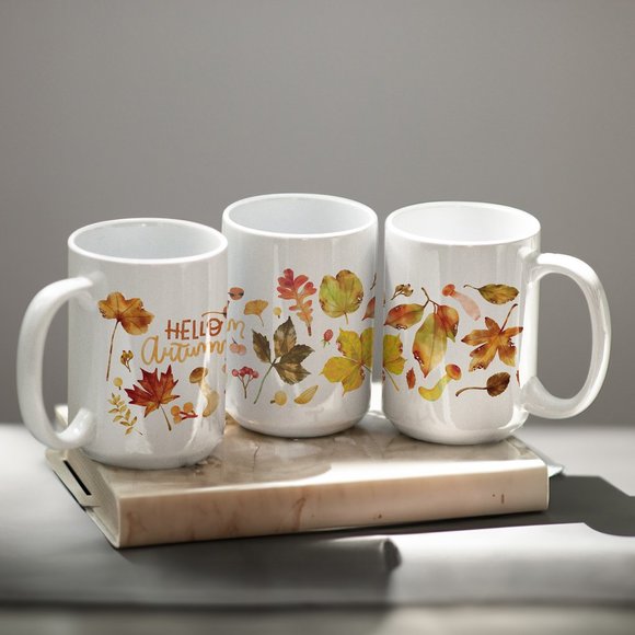 Hello Autumn Coffee Mug. Thanksgiving Coffee Cup. Fall 15oz Ceramic Mug. - Picture 3 of 5